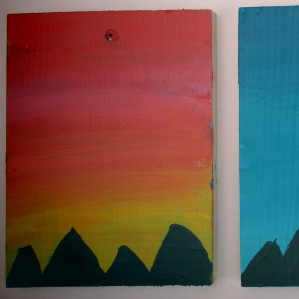 Acryl auf Holz Landschaftsbilder Kreativangebot Schule Hort kleines Bild auf Holz